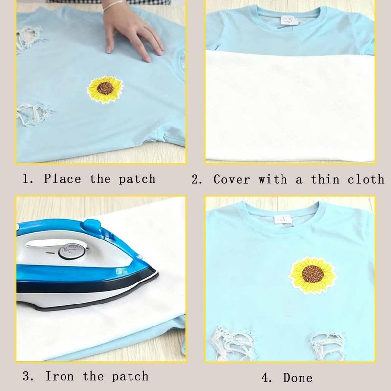 KuuGuu 20 PCS Sunflower Embroidery Patches Fashion Flowers Patch Iron and Sew On Applique Badge Cute Daisy Patch Appliques Badge for Clothes Jeans Jacket Hat Dress DIY Accessories - Image 4